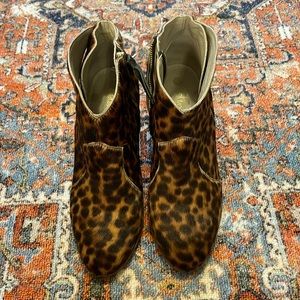 Boden Calf-Hair Leopard Print Booties